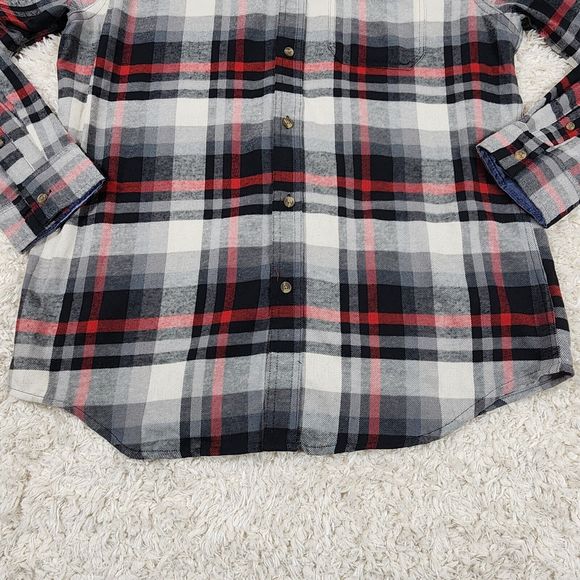Lee Flannel Shirt Mens Medium Gray Plaid Warm Winter Button Up Long Sleeve - Picture 5 of 11